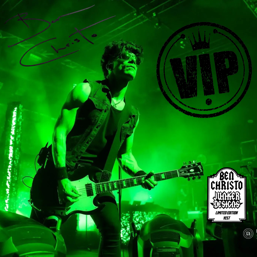 Ben Christo (The Sisters of Mercy) VIP TIER (Only 1 Per Show!): Stage-Worn Denim Vest + Video Call + Signed Poster