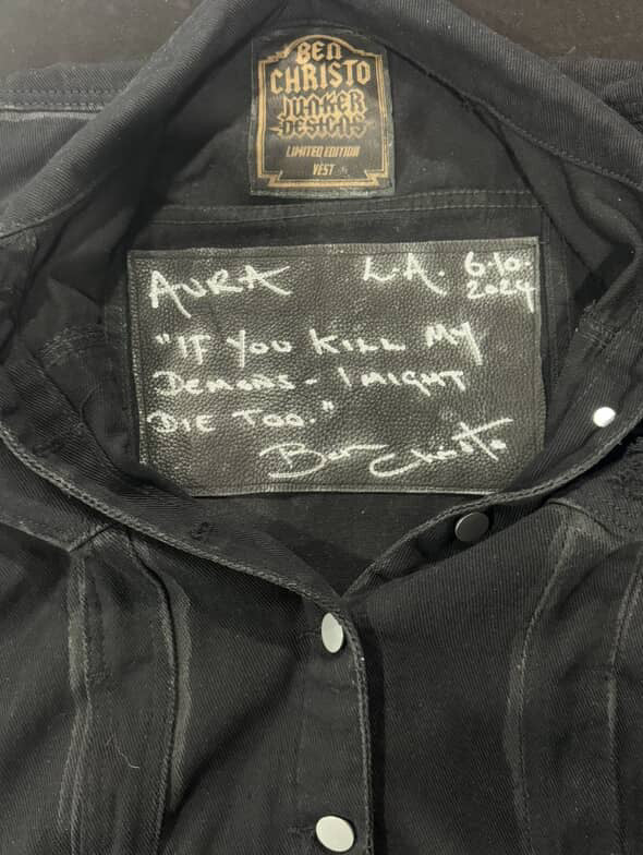 Ben Christo (The Sisters of Mercy) VIP TIER (Only 1 Per Show!): Stage-Worn Denim Vest + Video Call + Signed Poster